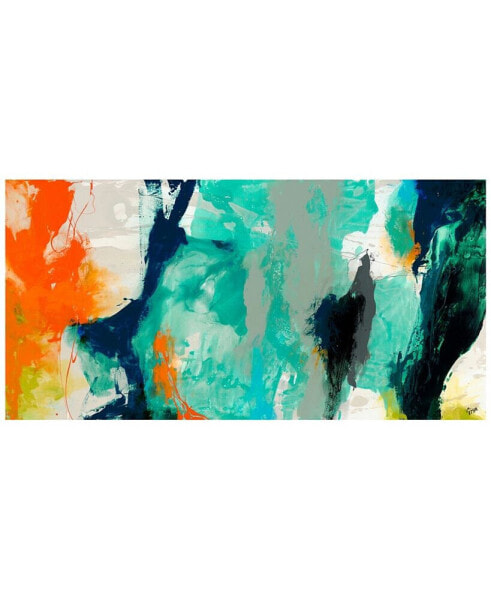 'Tidal Abstract 2' Frameless Free Floating Tempered Glass Panel Graphic Wall Art - 24" x 48''