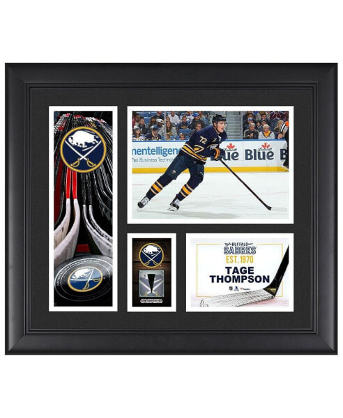 Tage Thompson Buffalo Sabres Framed 15" x 17" Player Collage with a Piece of Game-Used Puck