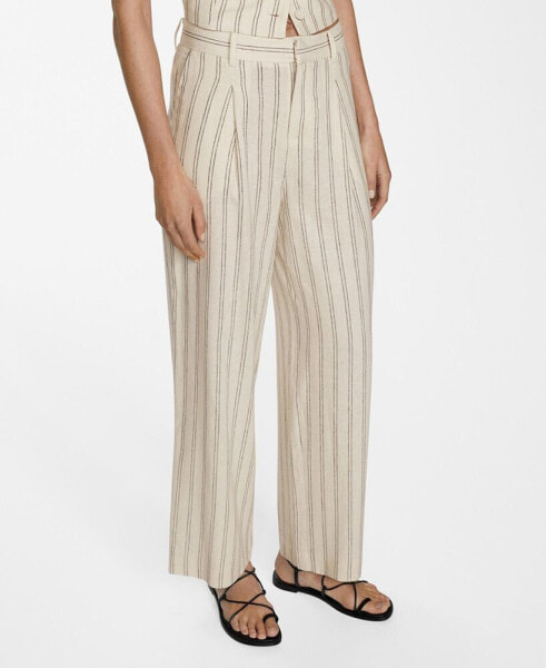 Women's Striped Linen-Blend Pants