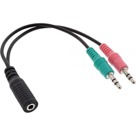 InLine Audio Headset adpter cable - 2x 3.5mm M to 3.5mm F 4pin - CTIA - 0.15m
