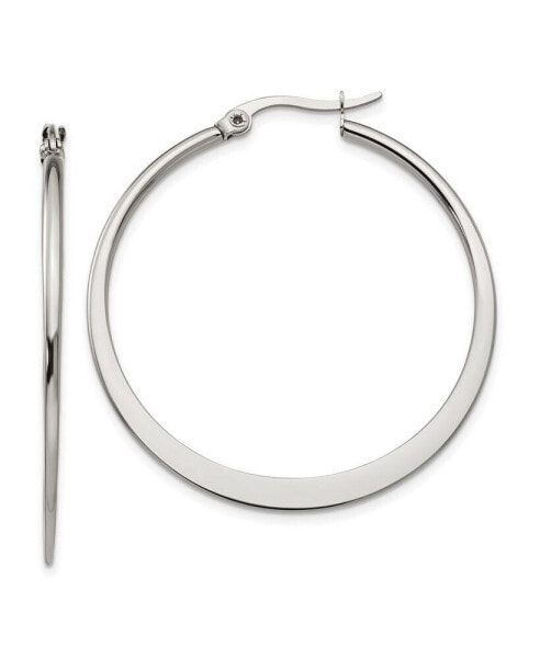 Stainless Steel Polished Diameter Hoop Earrings