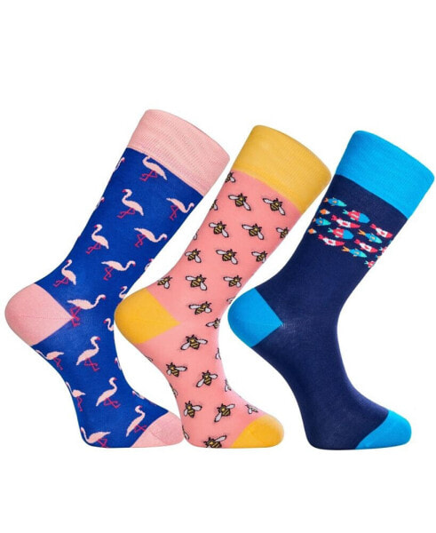 Men's Hawaii Novelty Luxury Crew Socks Bundle Fun Colorful with Seamless Toe Design, Pack of 3