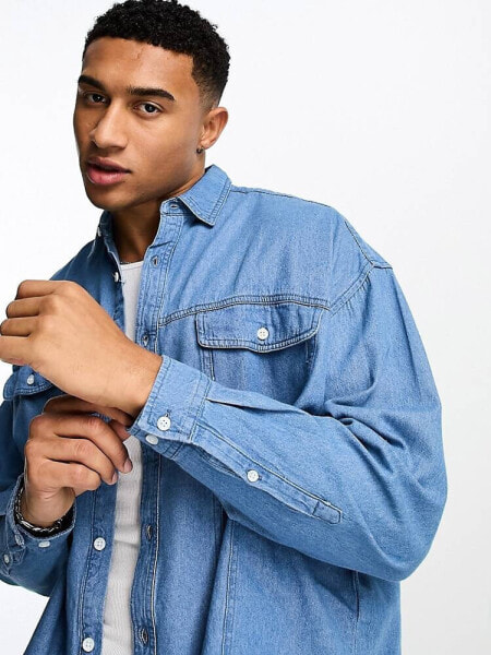 ASOS DESIGN extreme oversized denim shirt in vintage western styling