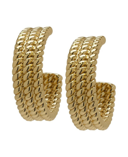 14K Gold Plated Twisted Rope Hoop Earrings