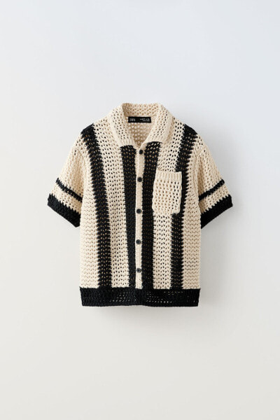 Open-knit striped cardigan