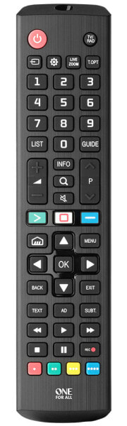 One for All TV Replacement Remotes LG TV Replacement Remote Control - TV - IR Wireless - Press buttons - Black