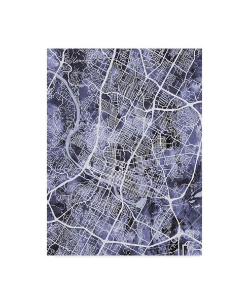 Michael Tompsett Austin Texas City Map Blue Canvas Art - 20" x 25"