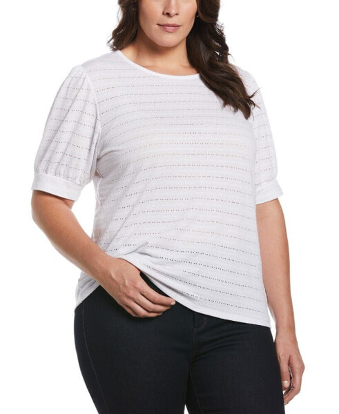 Plus Size Knit Puff Short Sleeve Top