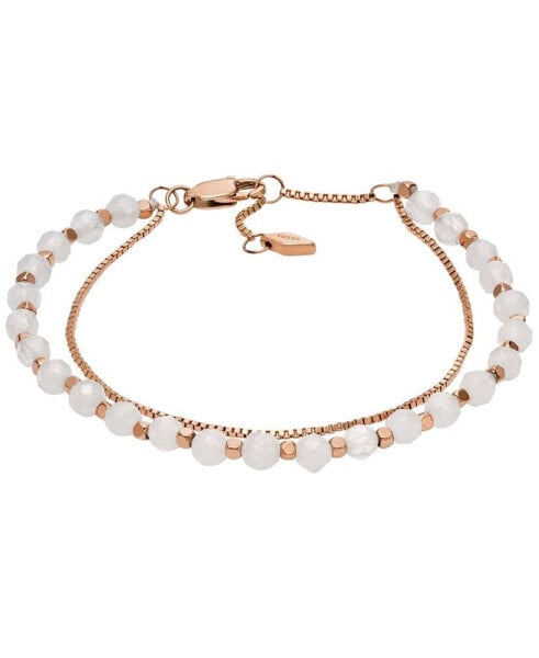 Rose Quartz All Stacked Up Chain Beaded Bracelet