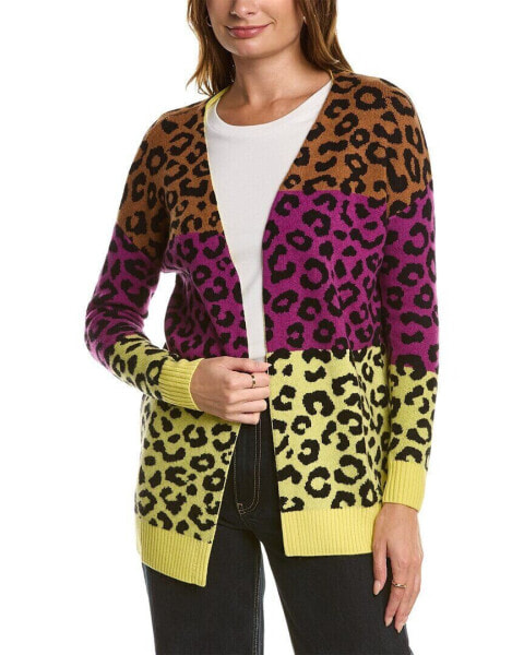 Kier + J Leopard Wool & Cashmere-Blend Cardigan Women's