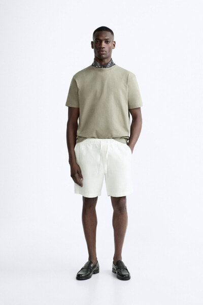 Textured cotton bermuda shorts