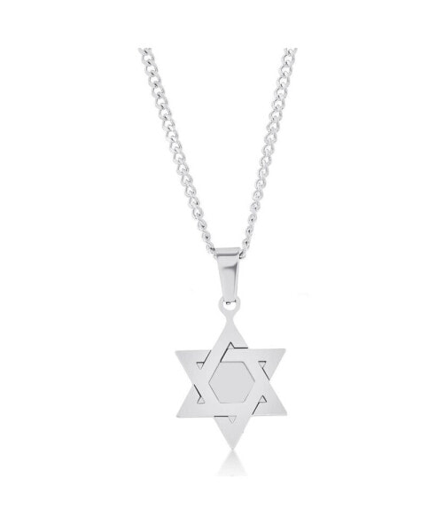 Stainless Steel Polished Star of David Necklace