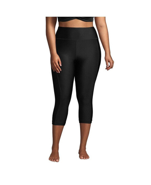 Plus Size High Waisted Modest Swim Leggings with UPF 50 Sun Protection