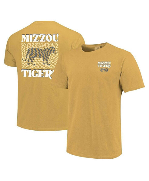 Women's Gold Missouri Tigers Comfort Colors Checkered Mascot T-Shirt