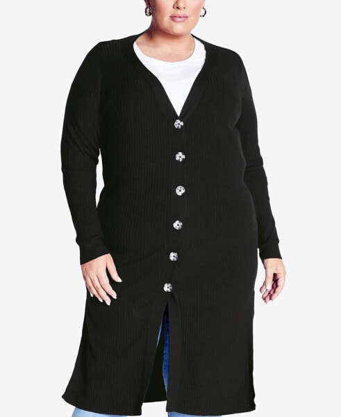 Plus Size Button Knit Cardigan Sweater