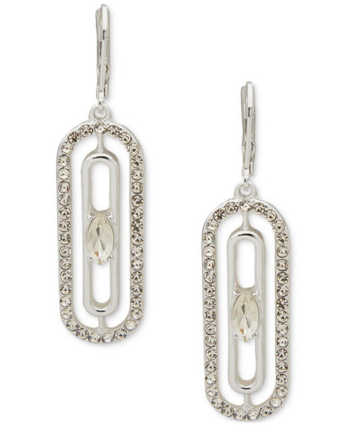 Silver-Tone Navette Pavé Orbital Earrings