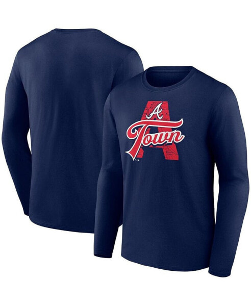 Men's Navy Atlanta Braves A-Town Hometown Collection Long Sleeve T-shirt