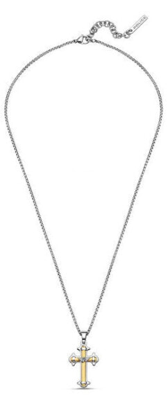 Men´s bicolor necklace with cross Spirit PEAGN0036403