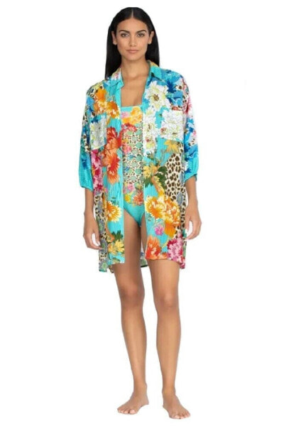 Johnny Was Blue Leopard Shirt Dress - CSW3722-H Retail $198.00