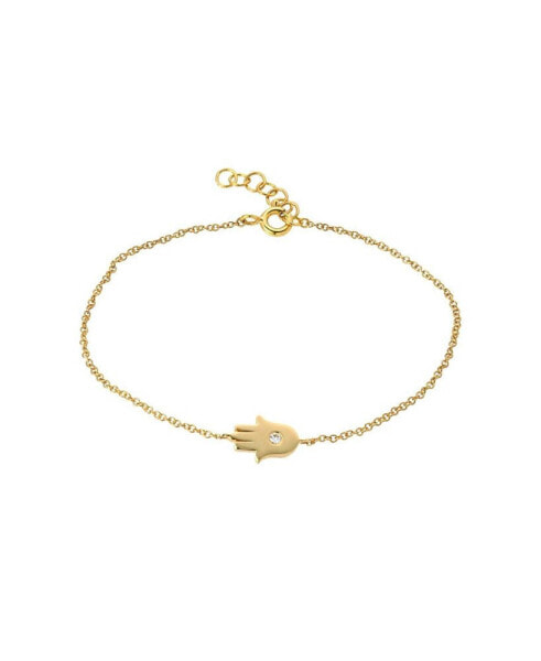 14K Gold Diamond Hamsa Bracelet