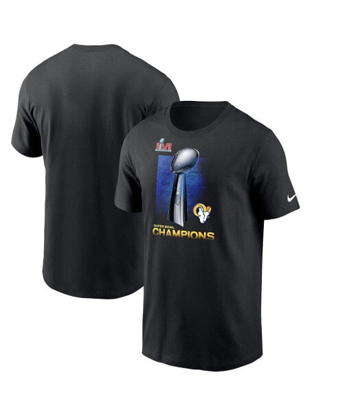 Men's Black Los Angeles Rams Super Bowl LVI Champions Lombardi Trophy T-shirt