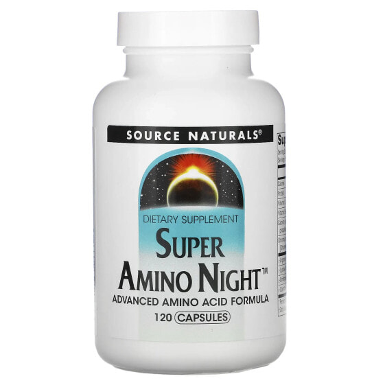 Source Naturals, Super Amino Night, формула с аминокислотами, ночная, 120 капсул