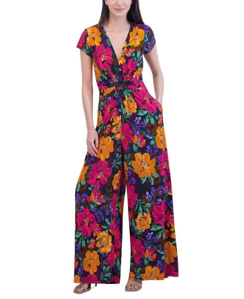 Women's Twist-Front Cap-Sleeve Jumpsuit