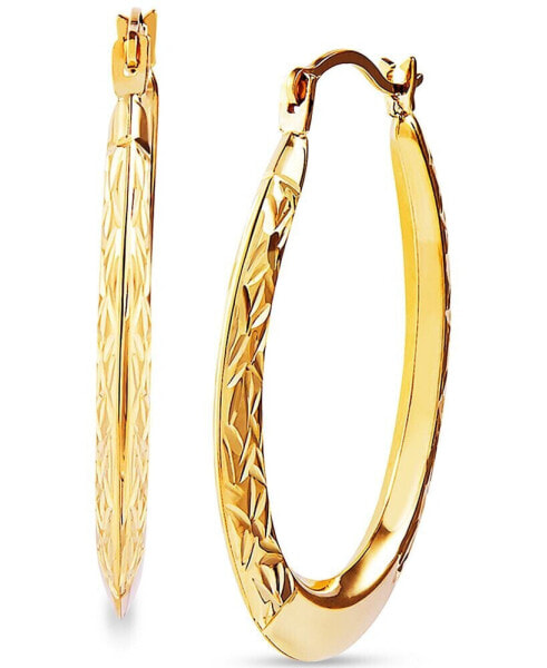 Серьги Macy's Textured Oval Hoop  in 14k Gold