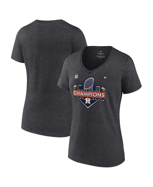 Women's Heather Charcoal Houston Astros 2022 World Series Champions Locker Room Plus Size V-Neck T-shirt