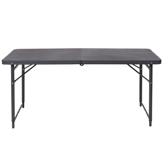 23.5''W X 48.25''L Height Adjustable Bi-Fold Dark Gray Plastic Folding Table With Carrying Handle