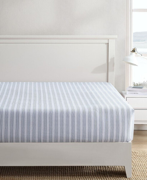 Beaux Stripe Cotton Percale Fitted Sheet, Full