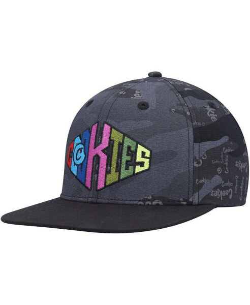 Men's Black, Camo Across the Board Snapback Hat