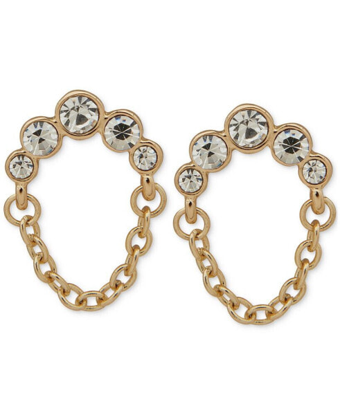 Gold-Tone Crystal & Chain Drop Earrings
