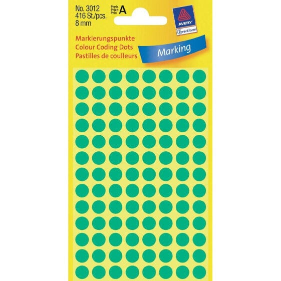 Avery Zweckform Avery Colour Coding Dots - Green - Green - Circle - 8 mm - 416 pc(s) - 104 pc(s) - 4 sheets