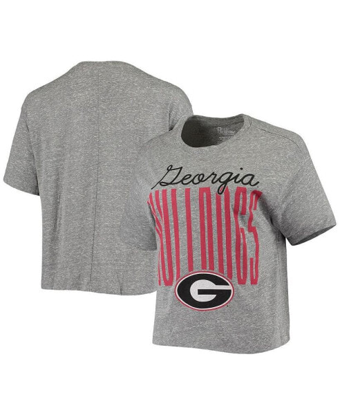 Women's Heathered Gray Georgia Bulldogs Sanibel Knobi Crop T-shirt