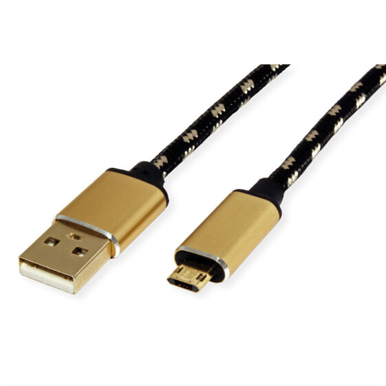 ROLINE 11.02.8819 - 0.8 m - USB C - Micro-USB B - USB 2.0 - Black - Gold