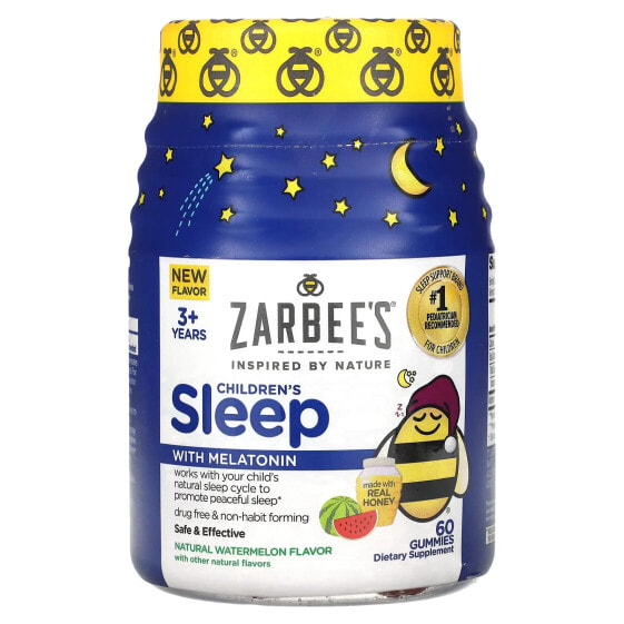 Витаминные конфетки для детей Zarbee's Sleep с мелатонином, 3+ года, натуральные арбузные 60 шт