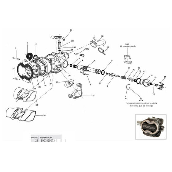 CRESSI Ellipse Balanced -Master Second Stage Membrane Fixation Crown