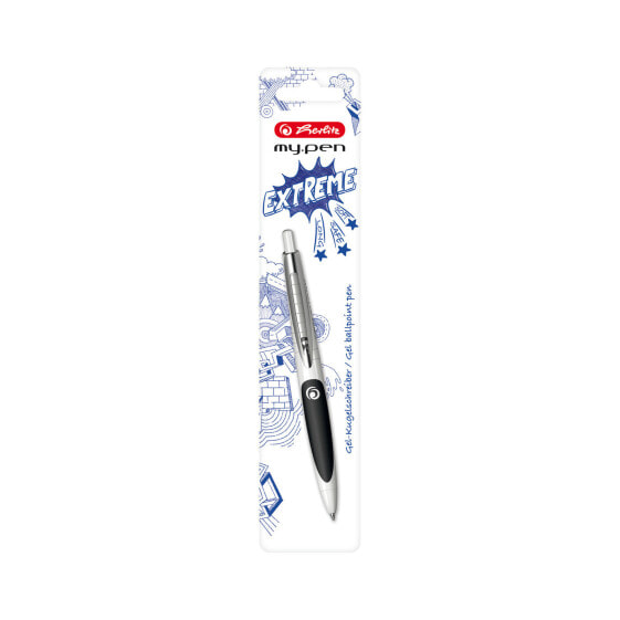 Herlitz my.pen - Black,White - Blue - Clip-on retractable ballpoint pen - Ambidextrous - 1 pc(s) - Blister