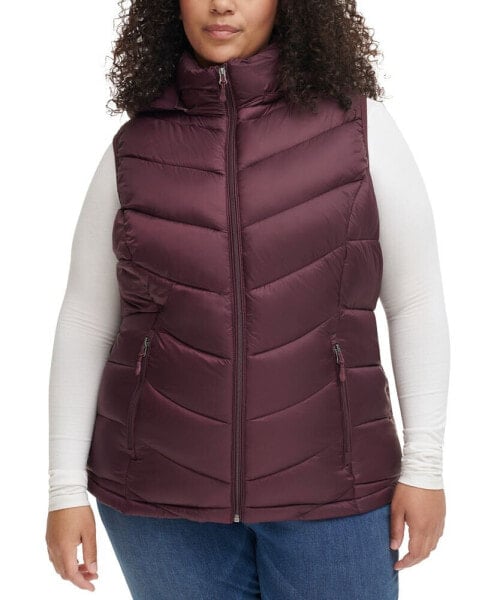 Women's Plus Size Packable Hooded Puffer Vest, Created for Macy's