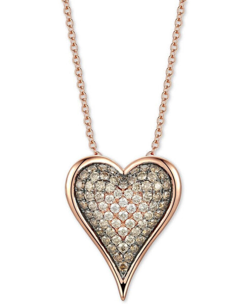 Le Vian chocolate Diamond Ombré Heart 18" Pendant Necklace (1-1/2 ct. t.w.) in 14k Rose Gold