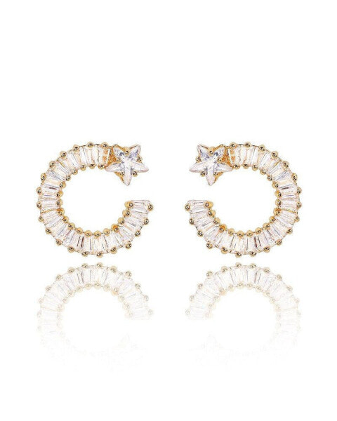 Shooting Star Earrings with White Diamond Cubic Zirconia