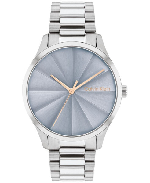 Unisex 3-Hand Silver-Tone Stainless Steel Bracelet Watch 35mm