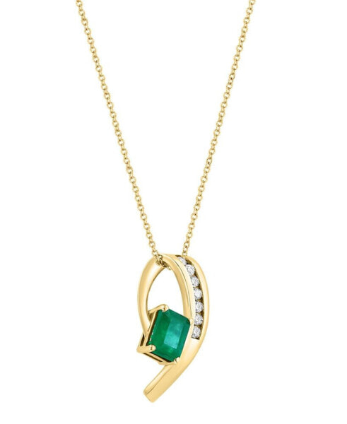 EFFY® Emerald (1-3/8 ct. t.w.) & Diamond (1/5 ct. t.w.) Pendant Necklace in 14k Gold