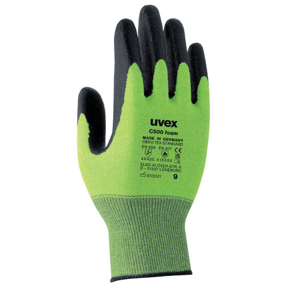Средство индивидуальной защиты рук Uvex Arbeitsschutz C500 foam - Black - Green - EUE - взрослый - унисекс - 1 шт