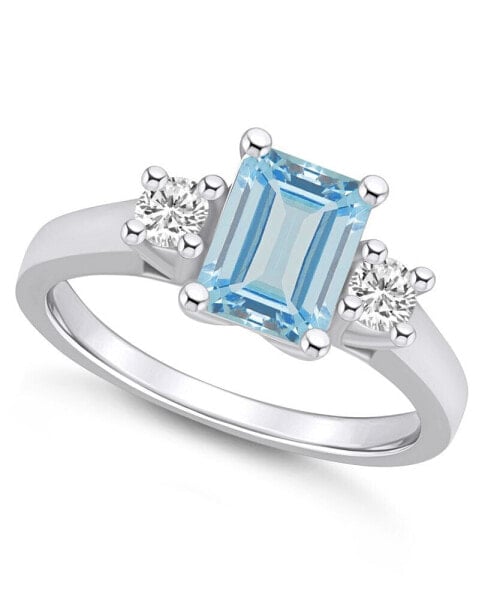 Aquamarine and Diamond Ring (1-3/8 ct.t.w and 1/4 ct.t.w) 14K White Gold