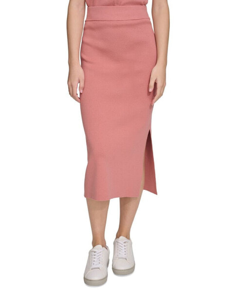 Women's Side-Slit Pull-On Midi Skirt
