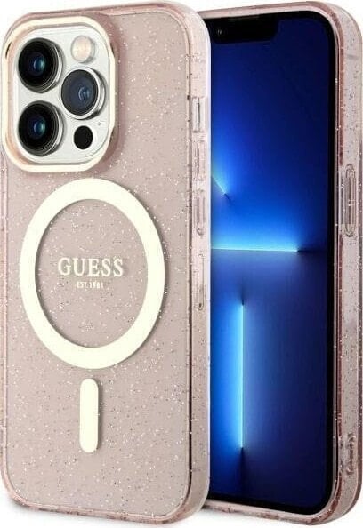 Guess Etui Guess GUHMP14LHCMCGP Apple iPhone 14 Pro różowy/pink hardcase Glitter Gold MagSafe