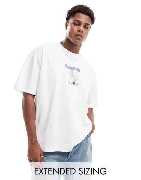 ASOS DESIGN oversized t-shirt in white with front print