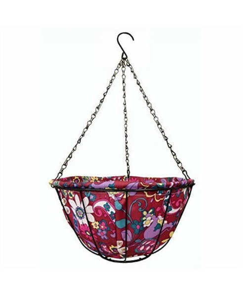 Hanging Basket with Fabric Coco Liner Red Purple, 12